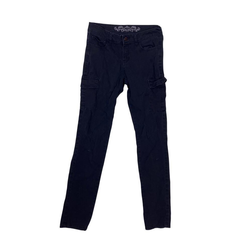 WAX JEAN Women’s Premium Stretch Skinny Cargo Pants Black High Waist Size 7 - Picture 3 of 5